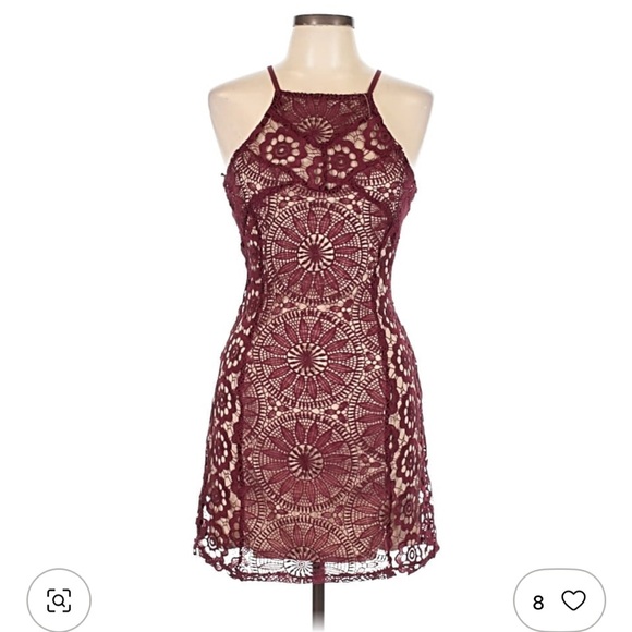 NWOT Francesca’s Maroon Lace Cocktail Dress, Size Small - Picture 1 of 13